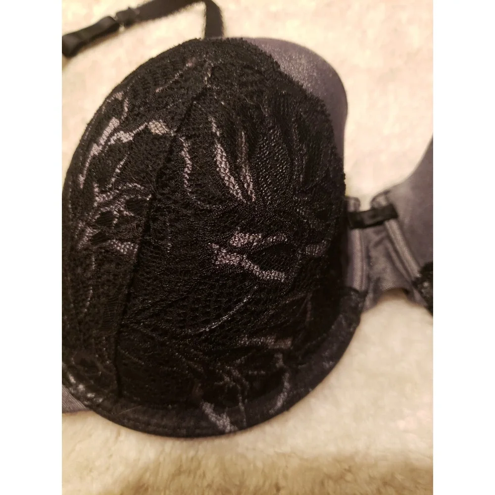 Sz 42 C Bali Women Desire Lace Foam Underwire T-Shirt Bra Style 6542 Black &Gray